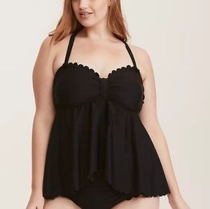 Torrid Black Scalloped Flyaway Tankini Sz 3